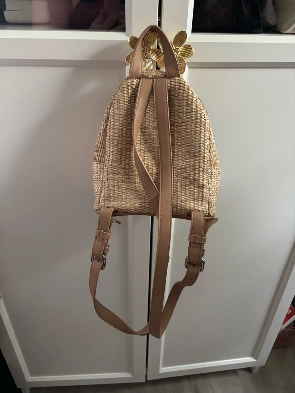 Forever 21 Woven Straw Mini Backpack in Tan